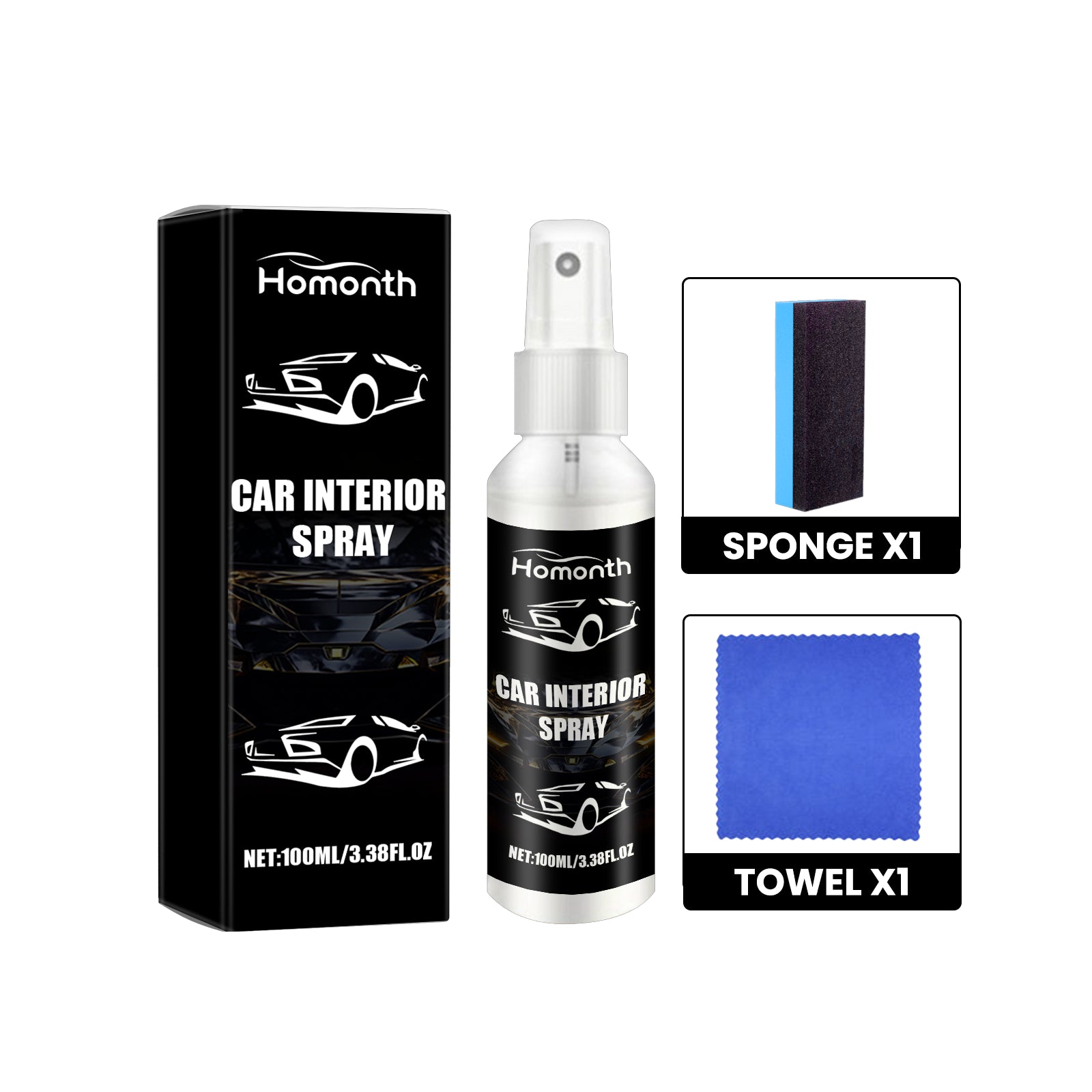 Spray nettoyant pour intérieur de voiture, 100 ml
